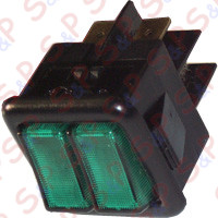 INTERRUTTORE LUMINOSO DOPPIO UNIPOLARE TASTI VERDI